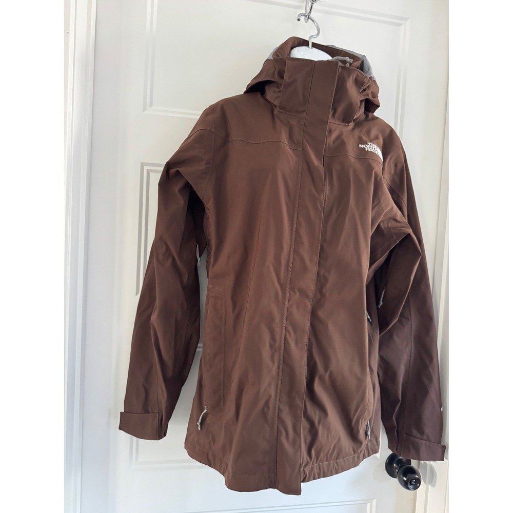 The North Face HyVent Brown Waterproof Hooded Shell Jacket Womens M Y2K Gorpcore